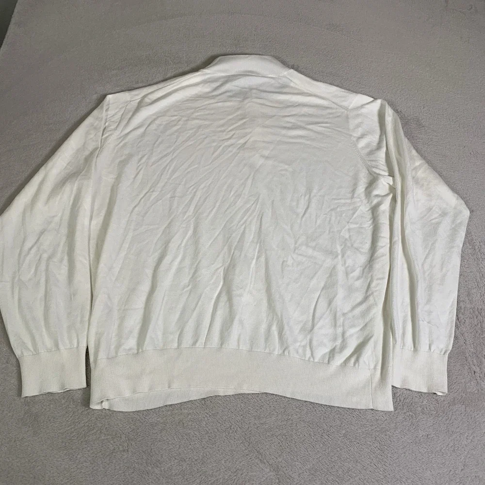 Peter Millar Whitaker Quarter Zip Mens 2XL Pullover White‎ Cotton Silk $185 NEW